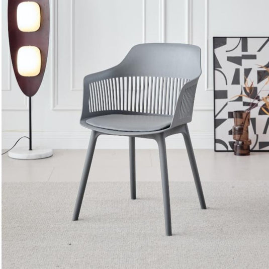 Silla con Cojín Max, Color Gris Oscuro, con Espaldar en Rejilla