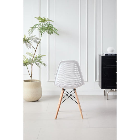 Silla Aira, Color Blanco, Con espaldar y patas en Madera X4