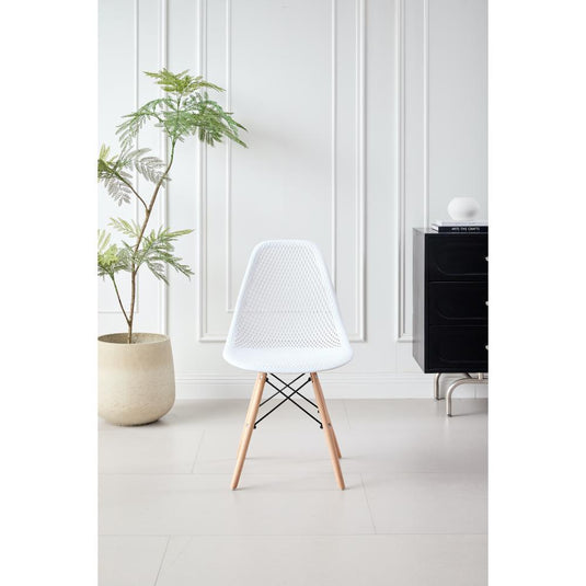 Silla Aira, Color Blanco, Con espaldar y patas en Madera