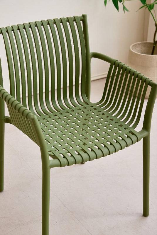 Set de 4 Sillas Madrid con Brazos, Color Verde Olivo, con Espaldar y Diseño Moderno