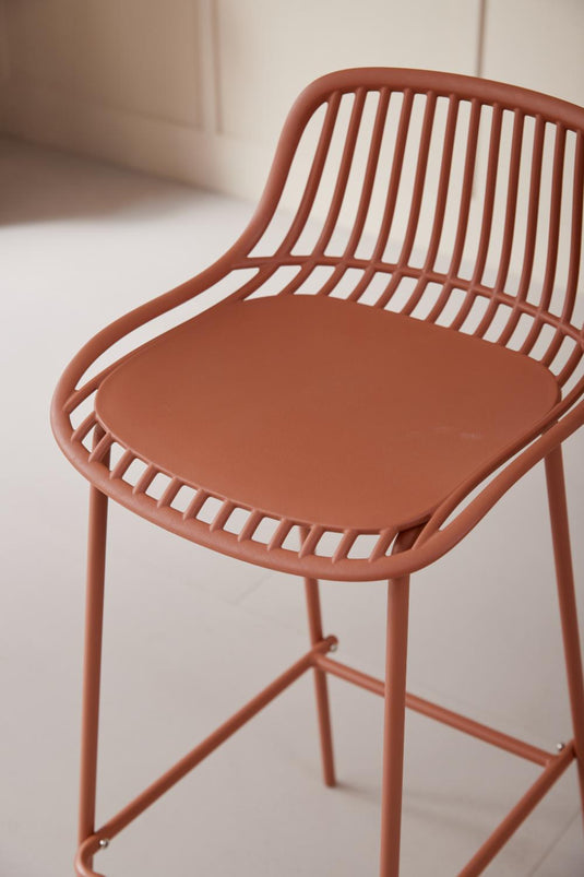 Set de 4 Sillas para Bar Tulum, Color Terracota, Diseño Moderno