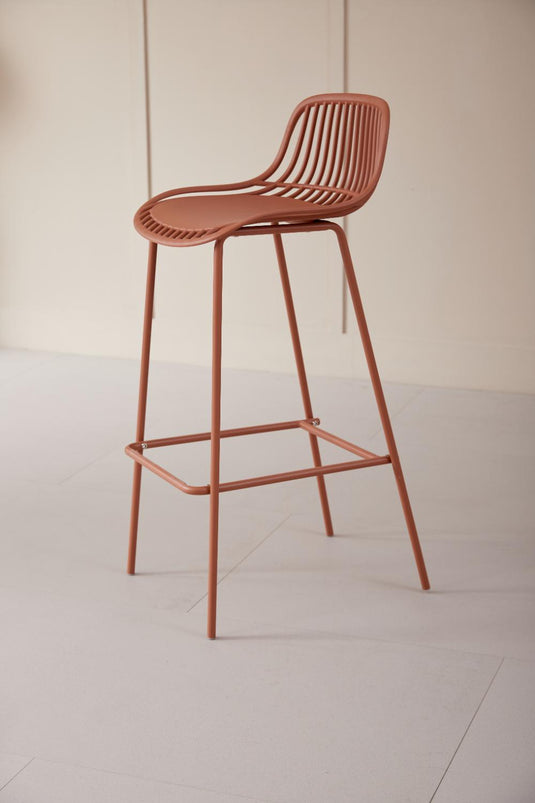 Set de 4 Sillas para Bar Tulum, Color Terracota, Diseño Moderno