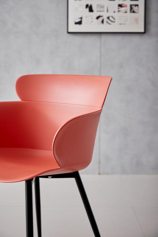 Set de 2 Sillas Miami con Brazos, Color Rojo, con Espaldar y Diseño Moderno