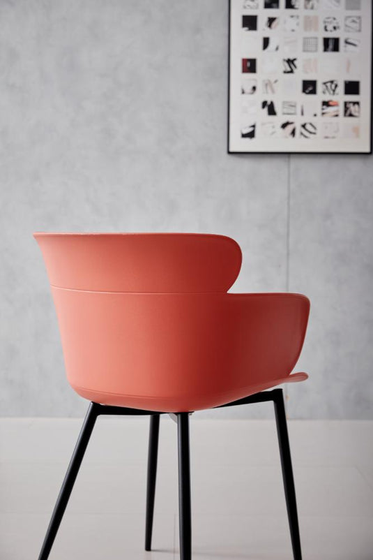 Set de 4 Sillas Miami con Brazos, Color Rojo, con Espaldar y Diseño Moderno