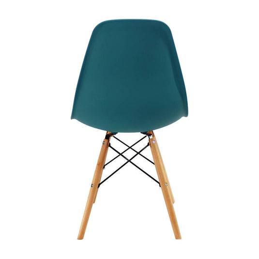 Kit por 6 sillas Eames Patas En Madera para comedor, sala, restaurante - Azul Petroleo