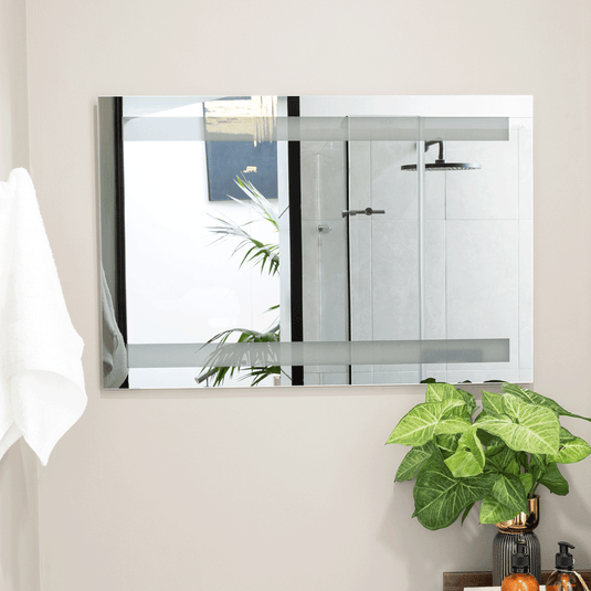Espejo rectangular Udine gris con sandblasting 90x60 cm - detalle