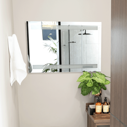 Espejo rectangular Udine gris con sandblasting 90x60 cm - vista lateral