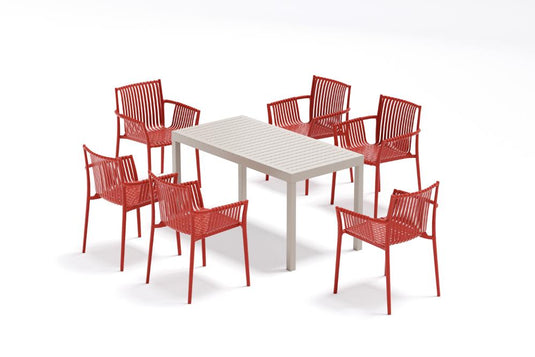 Silla Madrid con Brazos, Color Rojo, con Espaldar y Diseño Moderno