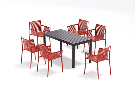Set de 2 Sillas Madrid con Brazos, Color Rojo, con Espaldar y Diseño Moderno