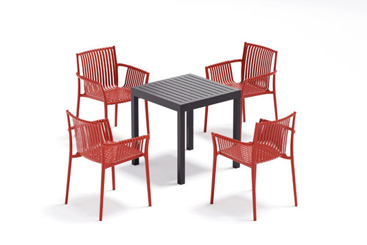 Set de 2 Sillas Madrid con Brazos, Color Rojo, con Espaldar y Diseño Moderno