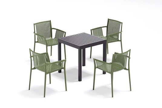 Silla Madrid con Brazos, Color Verde Olivo, Con espaldar y diseño Moderno