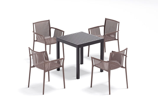 Silla Madrid con Brazos, Color Taupe, Con espaldar y diseño Moderno