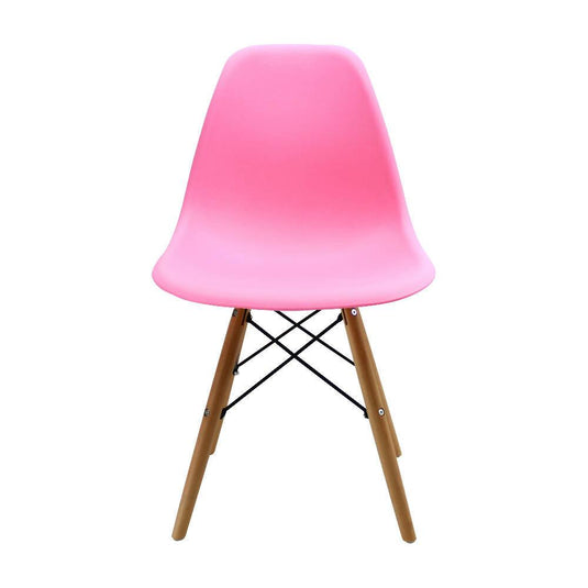 Kit por 2 sillas Eames Patas En Madera para comedor, sala, restaurante - Rosada