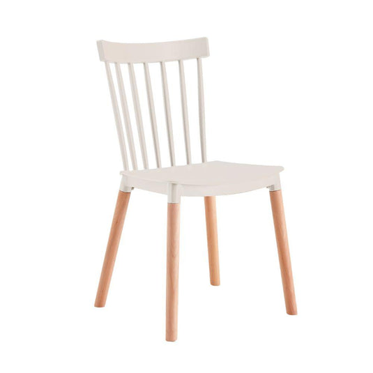 Set de 4 Sillas Jeicob, Blanco y Café Claro, Cómodo Asiento y Patas en Madera