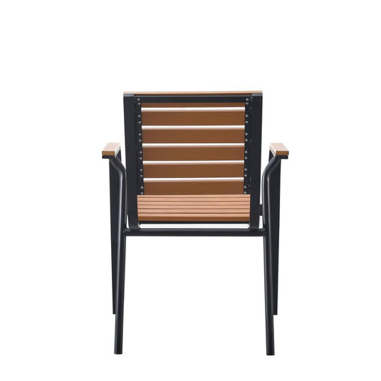 Set de 4 Sillas Comedor Exterior Rapel, Negro y Roble, con Cómodo Espaldar