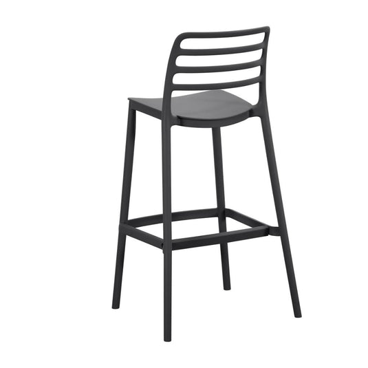 Set de 2 Sillas para Bar Palawan, Negro, con Espaldar Abierto y Diseño Minimalista