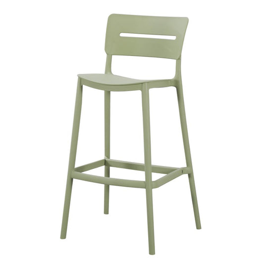 Set de 4 Sillas para Bar Manila, Verde, con Espaldar Rectangular y Diseño Moderno