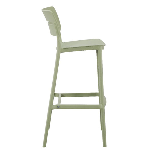 Set de 4 Sillas para Bar Manila, Verde, con Espaldar Rectangular y Diseño Moderno