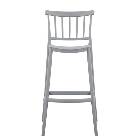 Silla para Bar Oxford, Gris, con Espaldar en Barras y Diseño Minimalista
