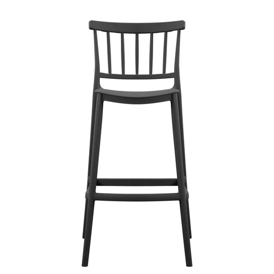 Set de 4 Sillas para Bar Oxford, Negro, con Espaldar en Barras y Diseño Minimalista