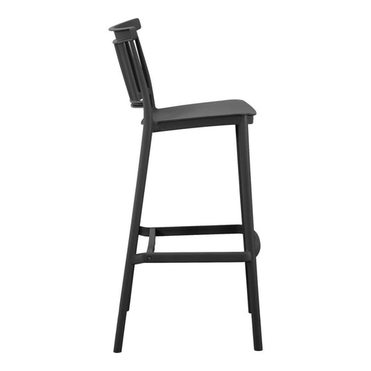 Silla para Bar Oxford, Negro, con Espaldar en Barras y Diseño Minimalista