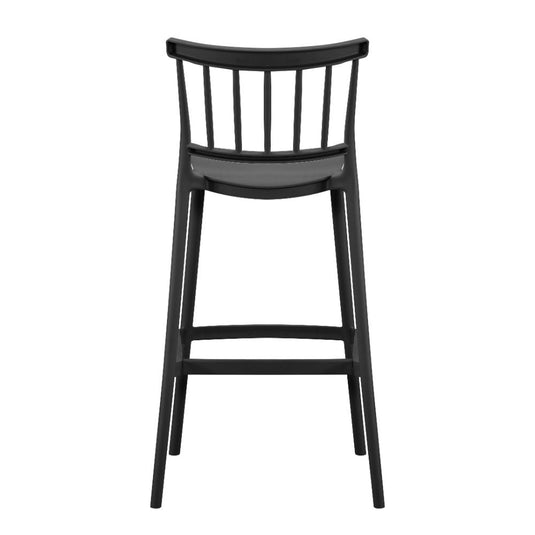 Silla para Bar Oxford, Negro, con Espaldar en Barras y Diseño Minimalista