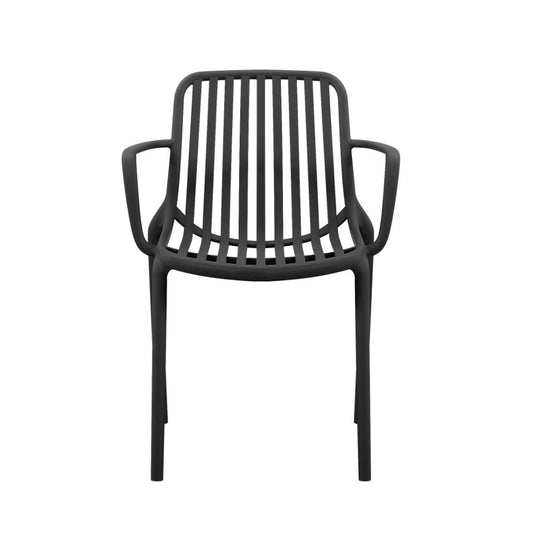 Silla Parma, Negro, con Espaldar en Rayas y Diseño Minimalista