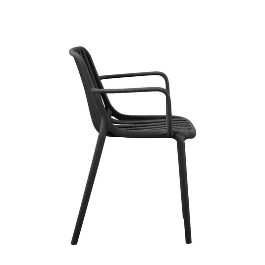 Silla Parma, Negro, con Espaldar en Rayas y Diseño Minimalista