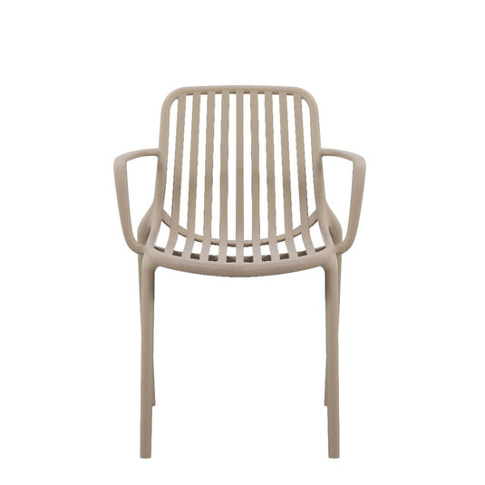 Set de 2 Sillas Parma, Taupe, con Espaldar en Rayas y Diseño Minimalista