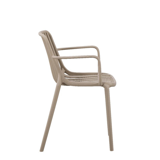 Set de 4 Sillas Parma, Taupe, con Espaldar en Rayas y Diseño Minimalista