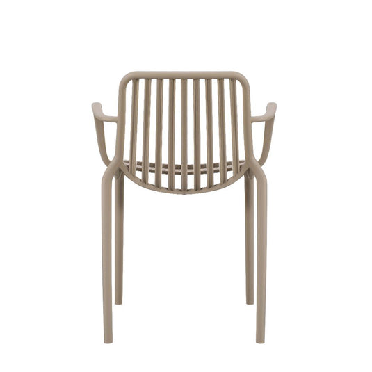 Set de 4 Sillas Parma, Taupe, con Espaldar en Rayas y Diseño Minimalista