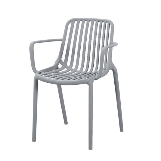 Set de 2 Sillas Parma, Gris, con Espaldar en Rayas y Diseño Minimalista