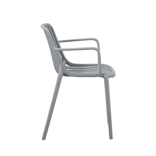 Silla Parma, Gris, con Espaldar en Rayas y Diseño Minimalista
