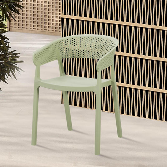 Set de 2 Sillas Manaos, Verde, con Espaldar Minimalista y Diseño Moderno