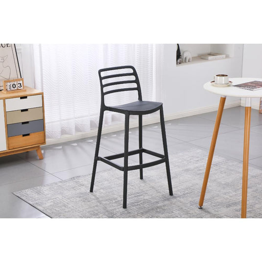 Set de 2 Sillas para Bar Palawan, Negro, con Espaldar Abierto y Diseño Minimalista