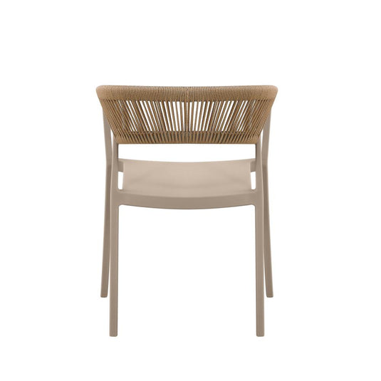 Silla Balí, Taupe, con Espaldar en Cuerdas y Diseño Moderno