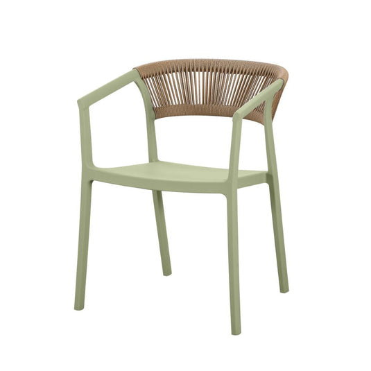 Set de 2 Sillas Balí, Verde, con Espaldar en Cuerdas y Diseño Moderno