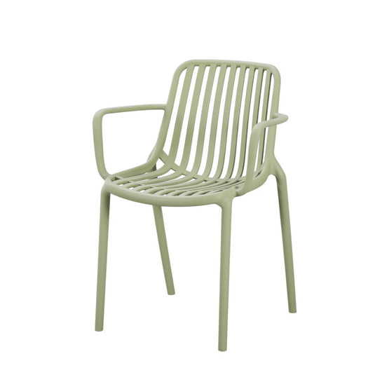 Silla Parma, Verde, con Espaldar en Rayas y Diseño Minimalista