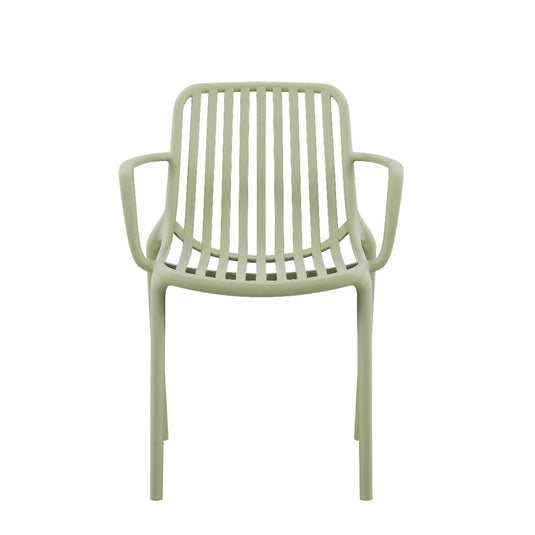 Silla Parma, Verde, con Espaldar en Rayas y Diseño Minimalista