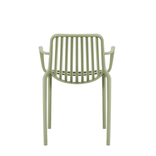 Silla Parma, Verde, con Espaldar en Rayas y Diseño Minimalista