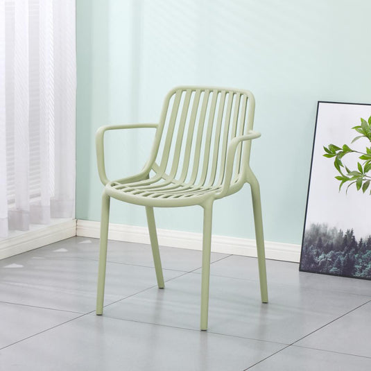 Silla Parma, Verde, con Espaldar en Rayas y Diseño Minimalista