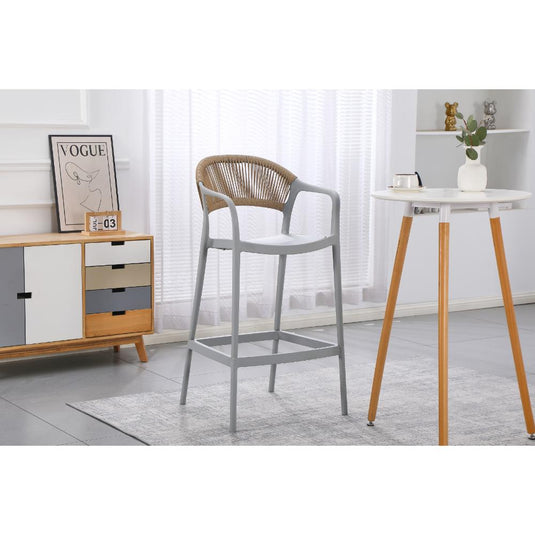 Silla para Bar Balí, Gris, Doble Propósito con Reposa Pies