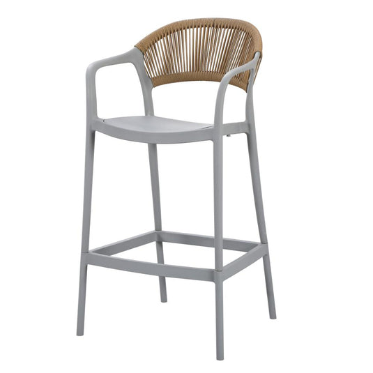 Silla para Bar Balí, Gris, Doble Propósito con Reposa Pies