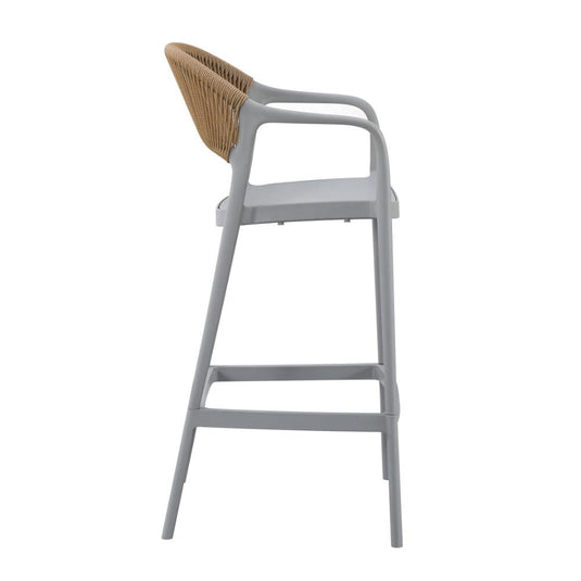 Silla para Bar Balí, Gris, Doble Propósito con Reposa Pies