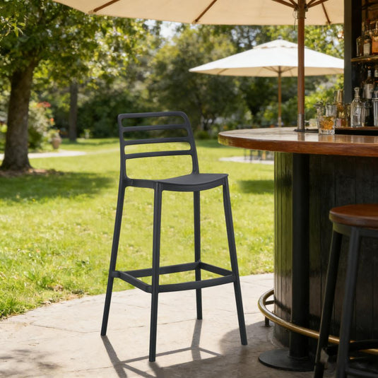Set de 4 Sillas para Bar Palawan, Negro, con Espaldar Abierto y Diseño Minimalista