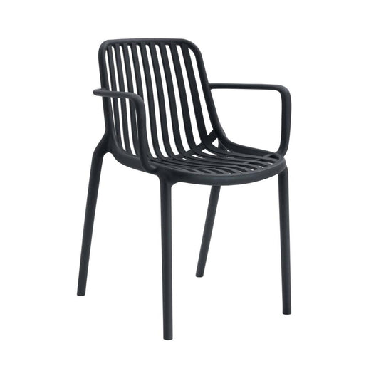 Silla Parma, Negro, con Espaldar en Rayas y Diseño Minimalista