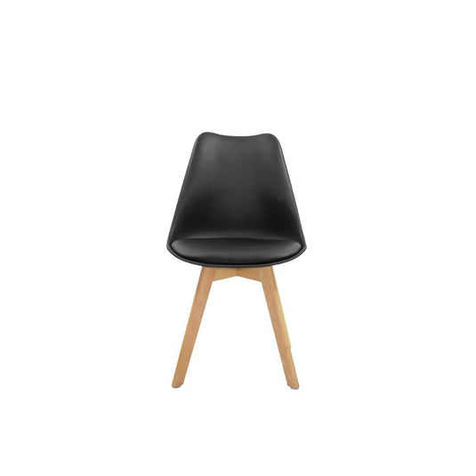 Set de 4 Sillas Sasha, Negro y Café Claro, Cómodo Asiento y Patas en Madera