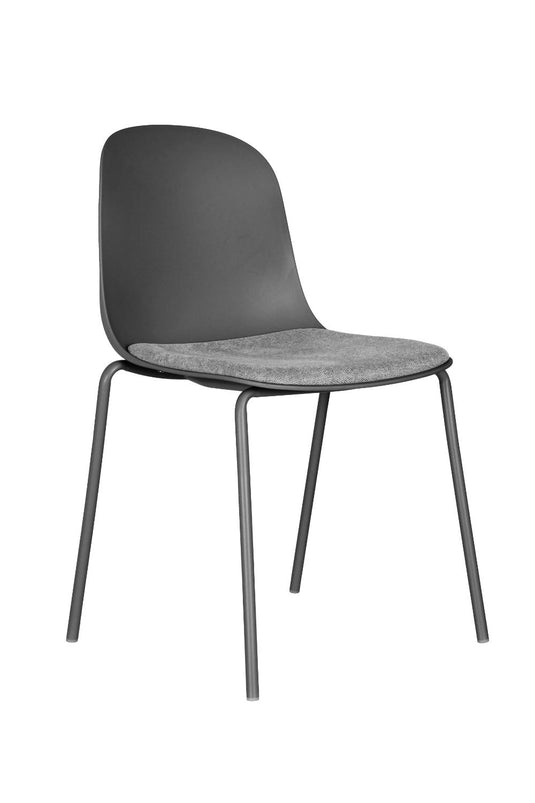 Set de 4 Sillas con Cojín Aiara, Color Gris Oscuro, Diseño Moderno