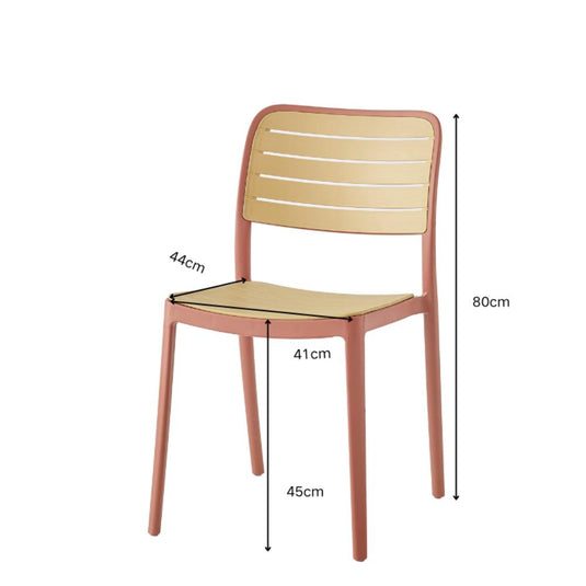 Silla Carolina, Color Terracota y Beige, con Espaldar de Líneas Horizontales
