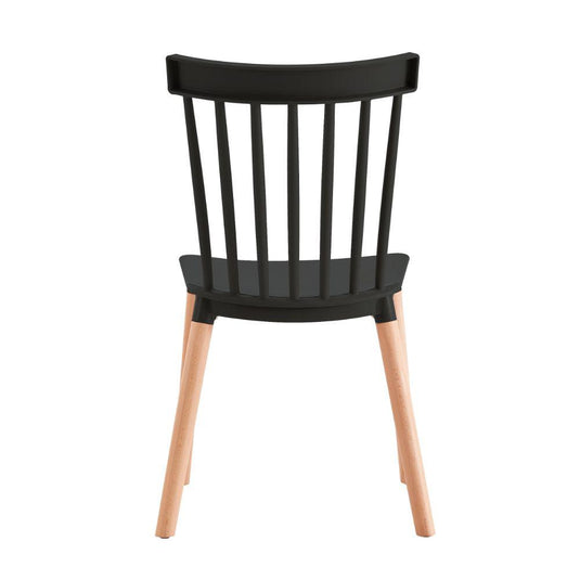 Kit de 6 Sillas Jeicob, Negro y Café Claro, Cómodo Asiento y Patas en Madera